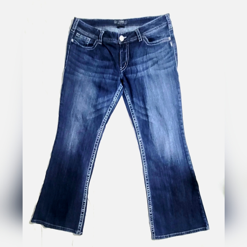 Silver Jeans Men's 36x32 Blue Suki Casual Flare Bootcut Wide Leg Y2K Dark Wash